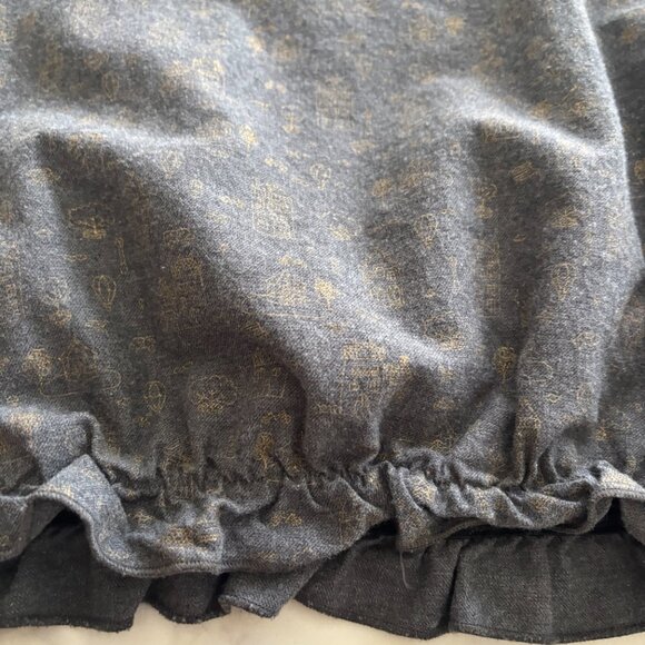 Girls Gray Print Cotton Blouse with Gold Buttons - Size 10 - Picture 9 of 11